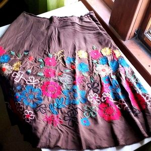 Johhny Was Embroidered skirt